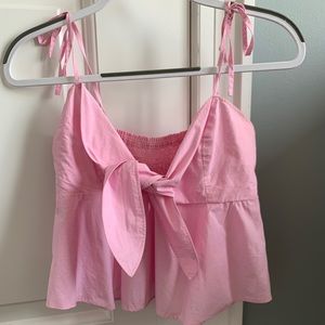 Pink Maeve tie front blouse